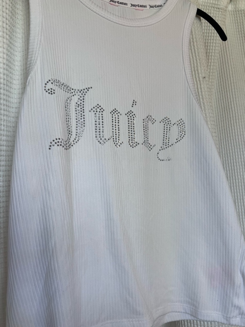 Juicy Couture White Ribbed Tank with Pink Care Tag